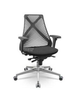 Cadeira Presidente Bix, mecanismo Slider, Base Alumínio, com Braço 3D Regulável