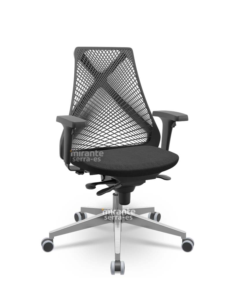 Cadeira Presidente Bix, mecanismo Slider, Base Alumínio, com Braço 3D Regulável