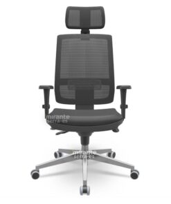 Cadeira Presidente Brizza, mecanismo Slider, Base Alumínio, com Braço 3D Regulável