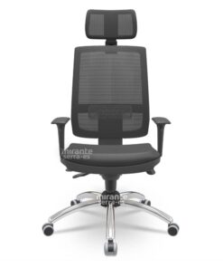 Cadeira Presidente Brizza, mecanismo Slider, Base Cromada, com Braço Regulável - Preta