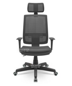 Cadeira Presidente Brizza, mecanismo BackPlax, Base Standard, com Braço Regulável - Preta