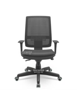 Cadeira Presidente Brizza, mecanismo Slider, Base Standard, com Braço Regulável - Preta