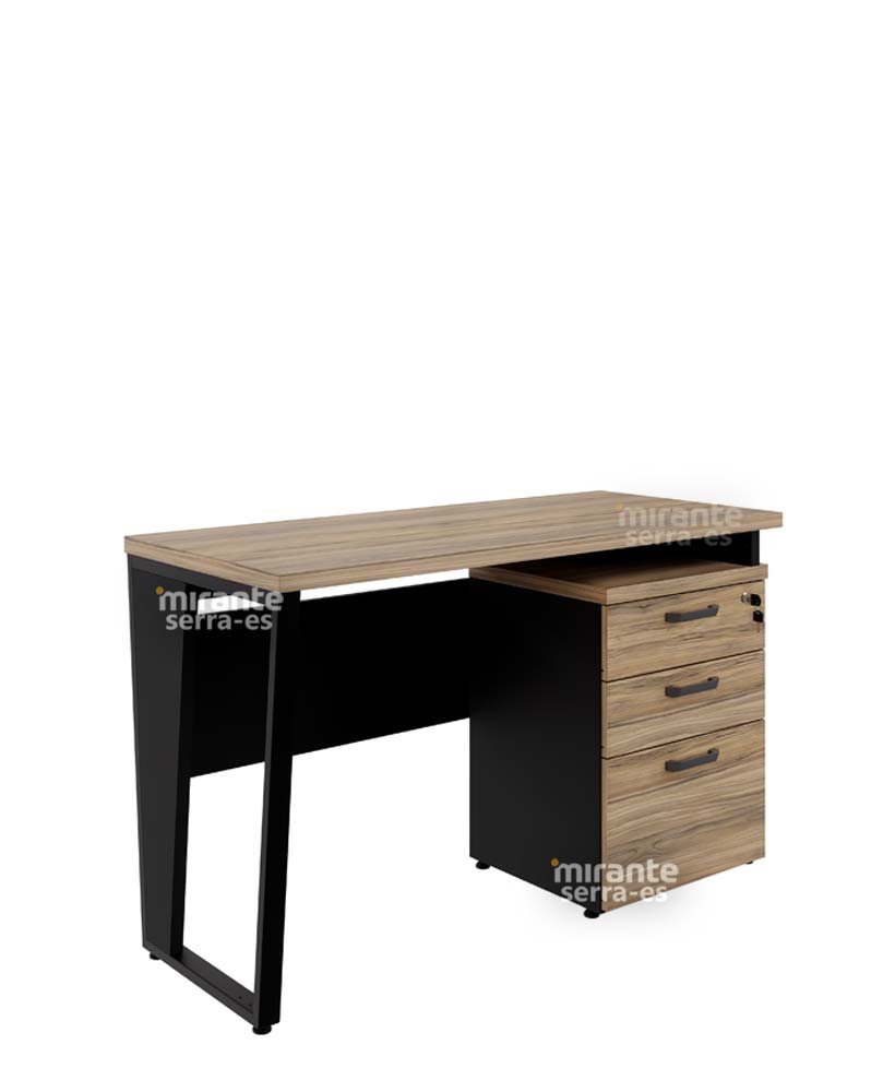 Mesa Reta Extensível com Gaveteiro Pedestal de 03 Gavetas (02 normais e 01 pasta suspensa), Pé Quadro – Yaris